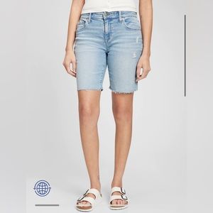 GAP Mid Rise Distressed Denim Bermuda
Shorts with Washwell